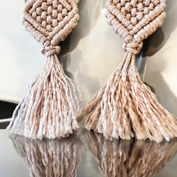 Owl macrame earrings 70s vibes Macrame Wood Hypoallergenic Ear wires Adorable - Picture 13 of 15